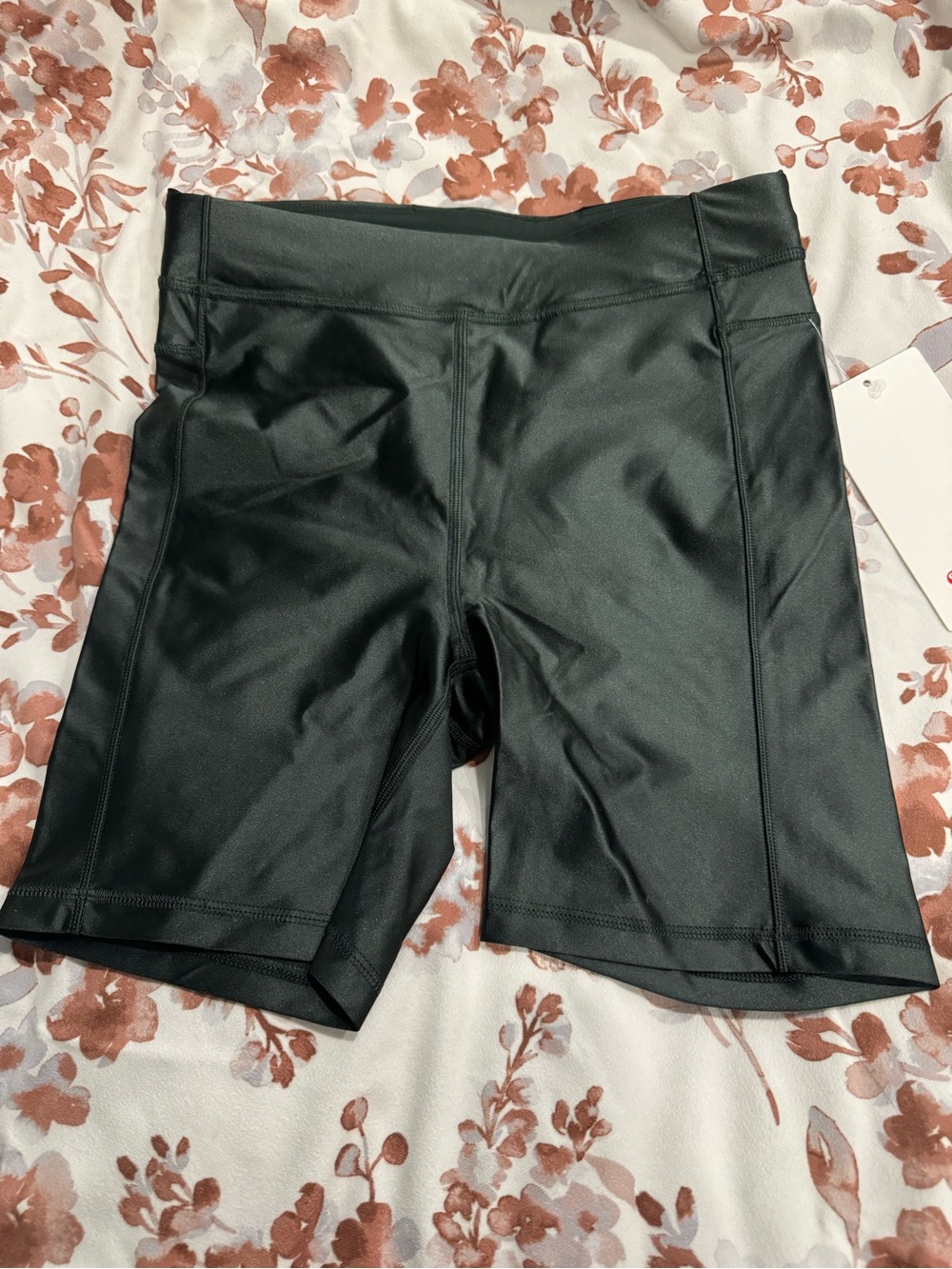 lululemon athletica Green Satin Shine Bike Shorts